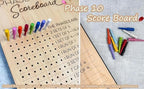 Phase 10 Score Board, 2025 New Wooden Phase 10 Scoreboard and Round Tracker with 8 Colored Pegs, Phase 10 Score Sheets, Board Card Games for Party Family Adults