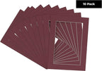 11x14 Mat for 8.5x11 Photo - Precut Maroon Picture Matboard for Frames 11 x 14 Inches - Bevel Cut Matte to Display Art 8.5 x 11 Inches - Acid Free Pack of 10 MATS with Backing Boards & Clear Bags