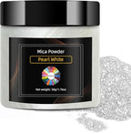 Pearl White Mica Powder, Natural Shimmer Mica Powder for Epoxy Resin/Candle/Soap/Lip Gloss/Slime/Bath Bombs/Quicksand/Car Paint pigments.Candle Dye,Soap Making Dye(50g/1.7oz)
