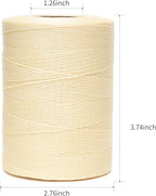 Waxed Thread,852Yards 150D 0.8mm Flat Polyester Wax Thread for Hand Sewing Leather Craft DIY Projects Shoes Repair Book Binding(Beige)