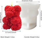 Bowtie Rose Bear Candle Mold 3D Teddy Bear Silicone Mold for DIY Handmade Soaps, Epoxy Resin Crafts, Father's Day Gifts, Birthday Gifts, Valentine's Day Gifts & Home Decorations Reusable Molds