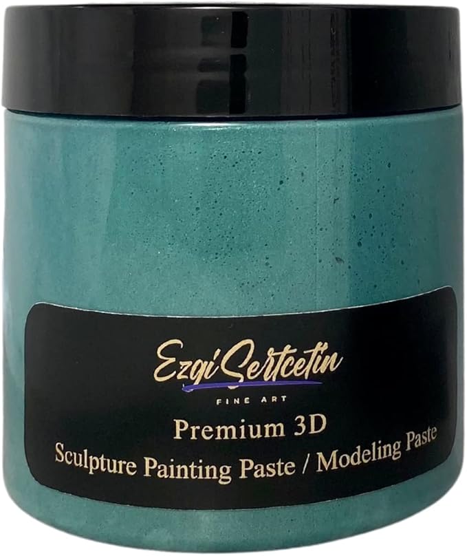 3D Sculpture Painting Paste|Texture Paste|Decorative Plaster|Ready to Use|Unique Colors|Ideal for Artwork|Stencil|Flowers|Texture|Art Relief| 6 oz (Metallic Teal)
