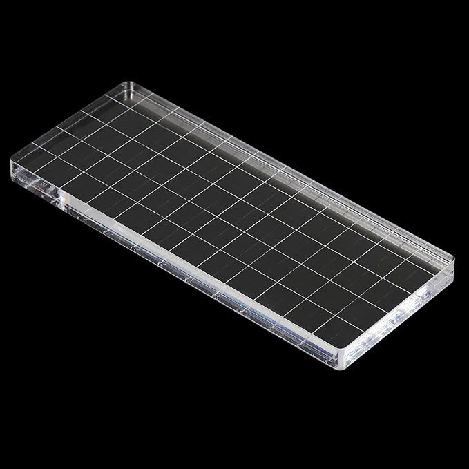 PATIKIL 5" x 2" Acrylic Stamp Block, Clear Stamping Block with Grid Lines Decorative Mounting Blocks Square for Scrapbooking DIY Crafts Card Making