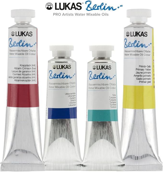 Lukas Water Mixable Oil Paint - Eco-Friendly, 37ml Reds Set of 6, Solvent-Free Artist Oil Paint with Lightfast Pigments and Beeswax for Smooth Consistency, Water Soluble, Quick-Drying