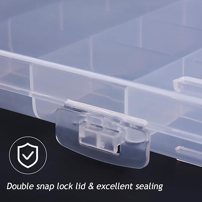 42 Grids Clear Large Plastic Organizer Box With Dividers, Bead Organizers And Storage Compartment Container For Nail Accessories/Jewelry/Craft/Screw/Small Parts/Diamond Painting Art Tools