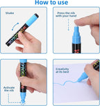 Liquid Chalk Markers Erasable,8 Colours Window Markers,6mm Reversible Tip,Zero Dust,Non-toxic,Quick Drying,for Blackboards,Glass,Cars,Restaurant Menu