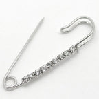 HOUSWEETY 10 Pcs Safety Pins Encrusted with White Rhinestone 6.5x1.8 cm - Personalized Design - Charm for Fashion