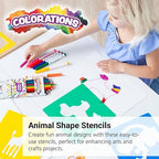 Colorations - EANST Animal Shape Stencils Set of 12 8" Plastic Stencils for Kids Arts and Crafts Material