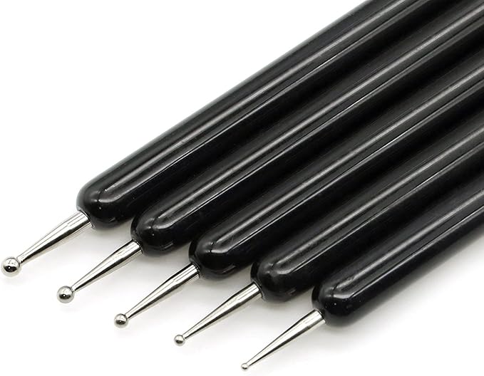 4 Set Embossing Stylus Double End Tracing Dotting Tool, 20 Pcs Ball Embossing Stylus Double End Tracing Dotting Tool for Pottery Clay Craft, Embossing Art (Black)