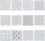 FREEBLOSS Sashiko Embroidery Stencils Sashiko Stencil Geometric Embroidery Patterns Stencils for Drawing Sashiko Template for Hand Quilting and Embroidery14x14cm