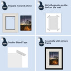 Mat Board Center, Double Mat - Acid Free, 8-ply Thickness, White Core - for Pictures, Photos, Framing (Gray Over Black, 8x10 for 5x7, Pack of 5)