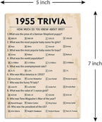 QUPT 70th Birthday Party Games, 1955 Trivia Games, Birthday Party Supplies for Adults, Fun 1955s Party Game, Pack of 30 Cards