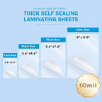 Uinkit 10 Mil Thick Double-Sided Self-Sealing Laminating Pouches, 50 Pack for 2.6x3.9 Business Card, Bulk Waterproof for Employee ID Badges, Loyalty & Membership Cards, No Machine Need