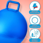 Lewtemi 3 Pcs 20 Inch Bouncing Ball with Handle, Outdoors Hopper Jumping Hopping Ball and Air Pump for Sports Exercise (Red, Blue, Green)