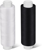 Bupete 2 Rolls White Black Thread for Sewing, 200 Yards Each Roll Sewing Thread, Polyester Threads for Sewing Machine Embroidery Hand Stitching