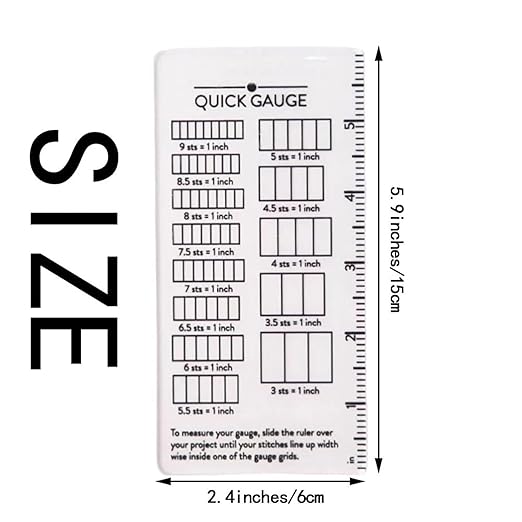 Quick Gauge Ruler, Gauge Ruler for Knitting and Crochet, Scarf Keychain Knitting No Counting Needed, Slide Sewing Rulers and Guides for Fabric Stitch Measuring Crochet Tool(2pcs)