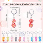 SUNNYCLUE 1 Box 20Pcs Knitting Stitch Markers Polymer Clay Flower Beads Cute Charms Removable Locking Crochet Marker Clip on Crocheting Charms for Sewing Weaving Knitting Yarns DIY Craft Supplies