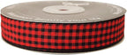 Red and Black Gingham Plaid Checked Ribbon 25 Yards Each Roll 100% Polyester (5/8",BlackRed)