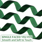 Dark Green Velvet Ribbon, 0.39 Inch x 20 Yards Single Faced Green Ribbon for Gift Wrapping, Bow Making, Christmas Tree Decorations, Wreath Making and DIY Crafts (10 Yards Each Roll)