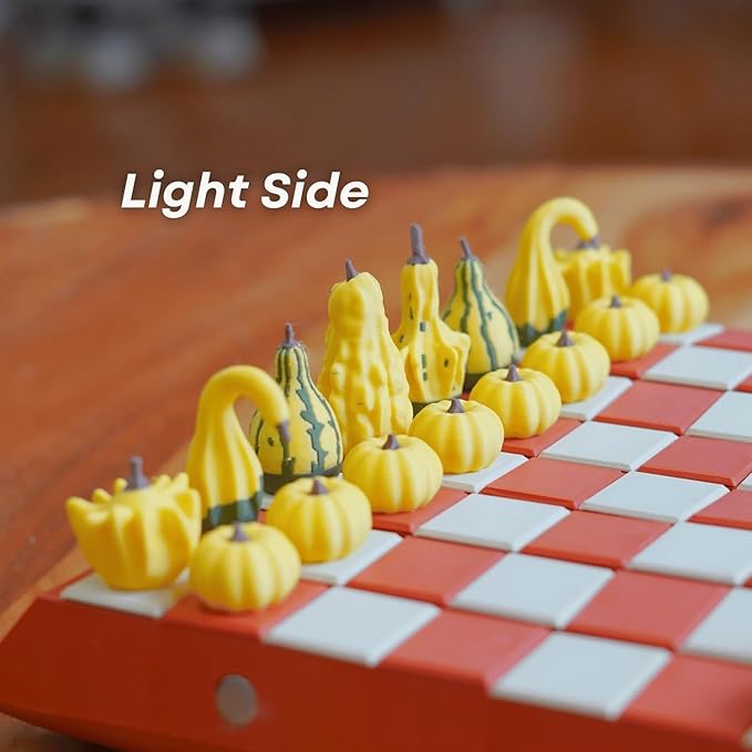 Pumpkin Game Set: Magnetic Chess Checkers, Cribbage, Dice Tower, Card Holder, Gourd Gambit Pumpkin Chess Expansion Pack for Gourd Games, 3D Printing Portable Adult Pumpkin Board Game Set(#2)
