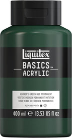 Liquitex BASICS Acrylic Paint, 400ml (13.5-oz) Bottle, Hooker’s Green Hue Permanent