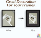 Mat Board Center, Pack of 25, 11x14 for 8x10 Black Mats - Acid Free, 4-ply Thickness, White Core - for Pictures, Photos, Framing