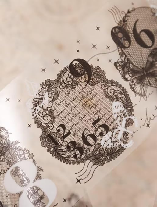 3pcs Vintage Lace Tape Cutout Art Lace Black White Stickers Roll Sticker PET Reusable Exquisite Lace Butterflies Floral Pattern Tape for DIY Scrapbook Album Journal Photo Frames Decor