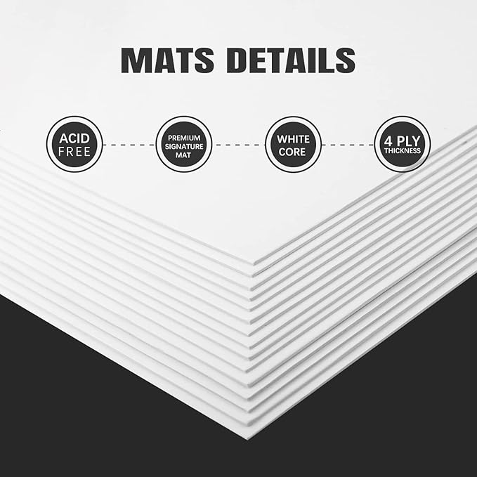 AUEAR, 15 Pack 12x16 Uncut Matte Boards White Photo Mat Board Great for Picture Framing, Print, Artwork