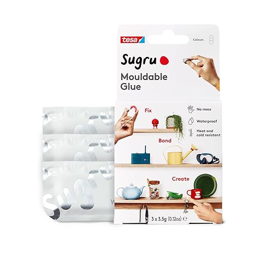 Tesa Sugru Super Glue- Waterproof Wood Glue for Home Improvement & Crafts - Use as a Poster Putty or Silicone Adhesive for Repairing & Bonding - 3 Pack - White (3.5g/ea)