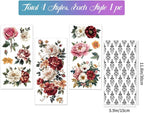 GLOBLELAND 4 Sheets Vintage Peony Flowers Transfer 11.8x5.9inch Flower Background Rub on Transfer Rose Self-Adhesive Wall Art Decals for Bedroom Living Room Desk Table Decoration
