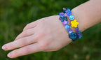 2.1oz (60g) of Focal Glass Bead Mix with Table-Cut Flower and Butterfly Beads, PG Blue