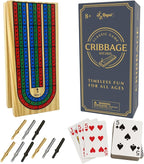 Regal Games Cribbage Board Game Set w/Storage - Fun Table Game with Wooden Board for Adults & Kids - 9 Metal Pegs, Deck of Playing Cards & 2-4 Player Games - Ideal for Game Night, Travel (Ages 8+)