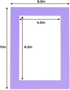 5x7 Mat for 8.5x11 Frame - Precut Mat Board Acid-Free Light Purple 5x7 Photo Matte For a 8.5x11 Picture Frame, Premium Matboard for Family Photos, Show Kits, Art, Picture Framing, Pack of 1 Mat