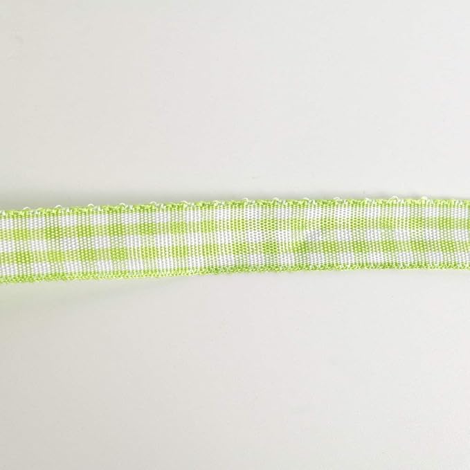 Apple Green Gingham Plaid Checked Ribbon 25 Yard Each Roll 100% Polyester (3/8", Apple Green)