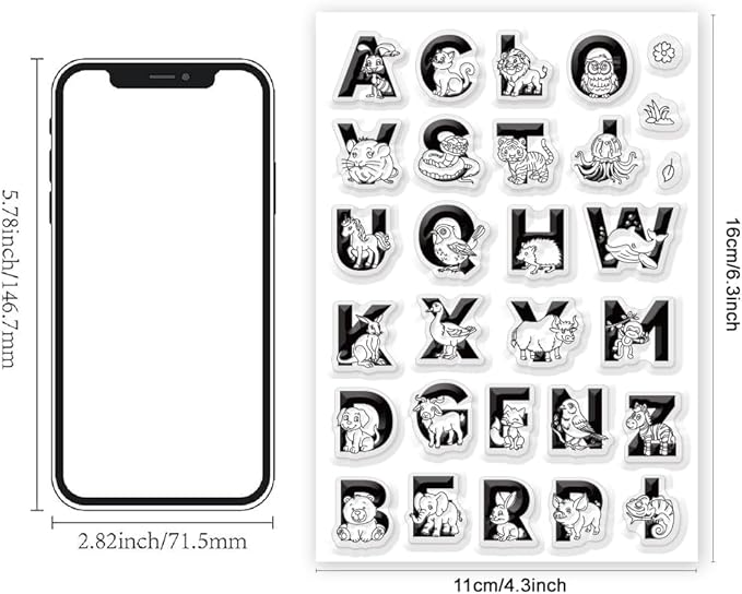 Cute Animals 26 Alphabet Clear Stamps for Card Making Decoration Cute Dog Alphabet Clear Stamps for Scrapbooking Lovely Animals Clear Stamps Educational Gifts for Playroom Classroom