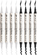 TRANSON 4 Black and 4 White Paint Markers Brush and Bold Dual-tip Acrylic Paint Marker Set for Rock Painting Glass Canvas Wood Leather Ceramic Painting