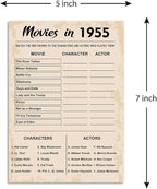 70th Birthday Party Games, Movies in 1955 Games, Birthday Party Supplies for Adults, Fun 1955s Party Game，Pack of 30 Cards