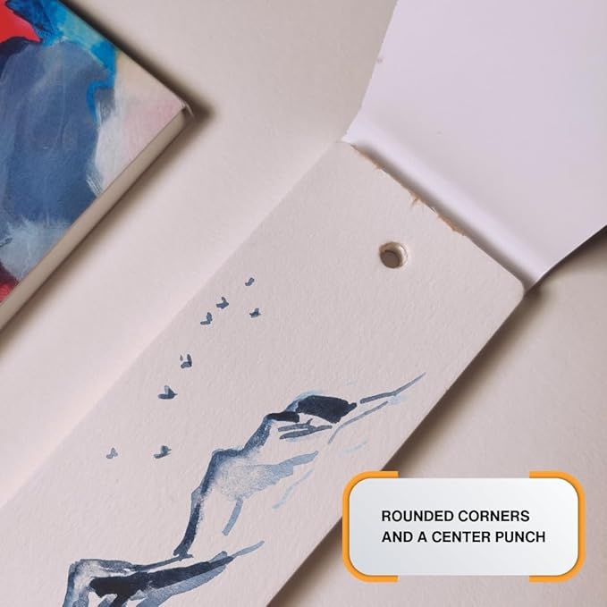 Artist Bookmark Sketchpad Combo – 300 GSM 100% Cotton & 320 GSM Cellulose Ivory Paper | Premium Mixed Media Paper for Watercolor, Gouache, Calligraphy & Ink – Bookmark Size 6x2”