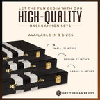 Get The Games Out Top Backgammon Set - Classic Board Game Case - 2 Players - Best Strategy & Tip Guide - Available in Small, Medium and Large Sizes (Black, Medium)