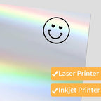 Printable Sticker Paper, 20 Sheets Printable Holographic Sticker Paper, Laser/Inkjet Printing- Holographic, Letter Size (8.5" x 11")