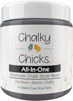 Chalky Chicks All-in-One Chalk Paint for Furniture or Cabinet - 4Fl Oz - Matte Finish Nailed It (Blueish Gray) for Metal, Wood Furniture Paint - No Sanding All-in-One for Home Decor & Crafts, USA Made
