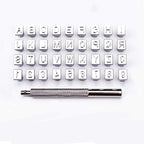 26 PCS Capital Leathercraft Metal Letter Stamps Punch Set, 1/4”(6mm) Steel Printing Punch Alphabet Letter Stamp Tool Capital Letters Printing Copper with A Pole,DIY Kit