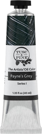Tusc & Pine Artist Oil Paint - Payne's Grey, 40 ml, Non-Yellowing, Rich & Creamy Consistency, Maximum Pigment Load, Small Batch Milled Oil Paints Made in the USA for Professional Artists