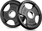 RitFit Olympic Rubber Grip Plates for Barbell, 2-Inch Weight Plates for Weightlifting and Strength Training in Home & Gym, Single, Pair and Sets(2.5/5/10/25/35/45 LB)