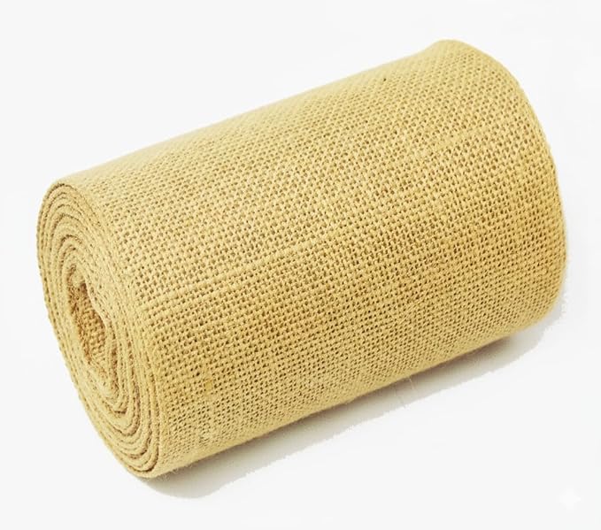 Natural Jute Burlap Ribbon (6" x 30 ft.) - Tight Weave Eco-Friendly Fabric for Crafts, Weddings & Decor