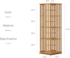 YOWOS Rotating Bookshelf Tower, 360 Display Spinning Bookcase, Bamboo Bookshelf Floor Standing Storage Rack, Wood Narrow Book Shelf Organizer for Kids&Adults (Nature, 4 Tier)