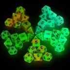 Glow in The Dark DND Dice Set 11 x 7 Polyhedral Dice (77pcs) for Dungeons and Dragons Tabletop Role-Playing Games, with a Drawstring Bag
