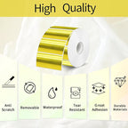 2x1 Inch Thermal Labels, Holographic Gold Thermal Printer Stickers, Waterproof Self-Adhesive Shipping Label Printer Sticker for Barcode, Name, Address, 300 Labels/Roll