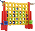 UNICOO Giant 4-in-A-Row with Carry Bag, Ring Toss, Basketball Hoop - Large Outdoor Game for Family Fun - Big Jumbo Game Set for Backyard Parties, BBQs, and Gatherings (Red + Yellow)