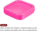 HARFINGTON Magnetic Pin Cushion Square Plastic Magnetic Sewing Pin Holder Storage Case Needle Cushion Tool for Sewing DIY Projects, Pink